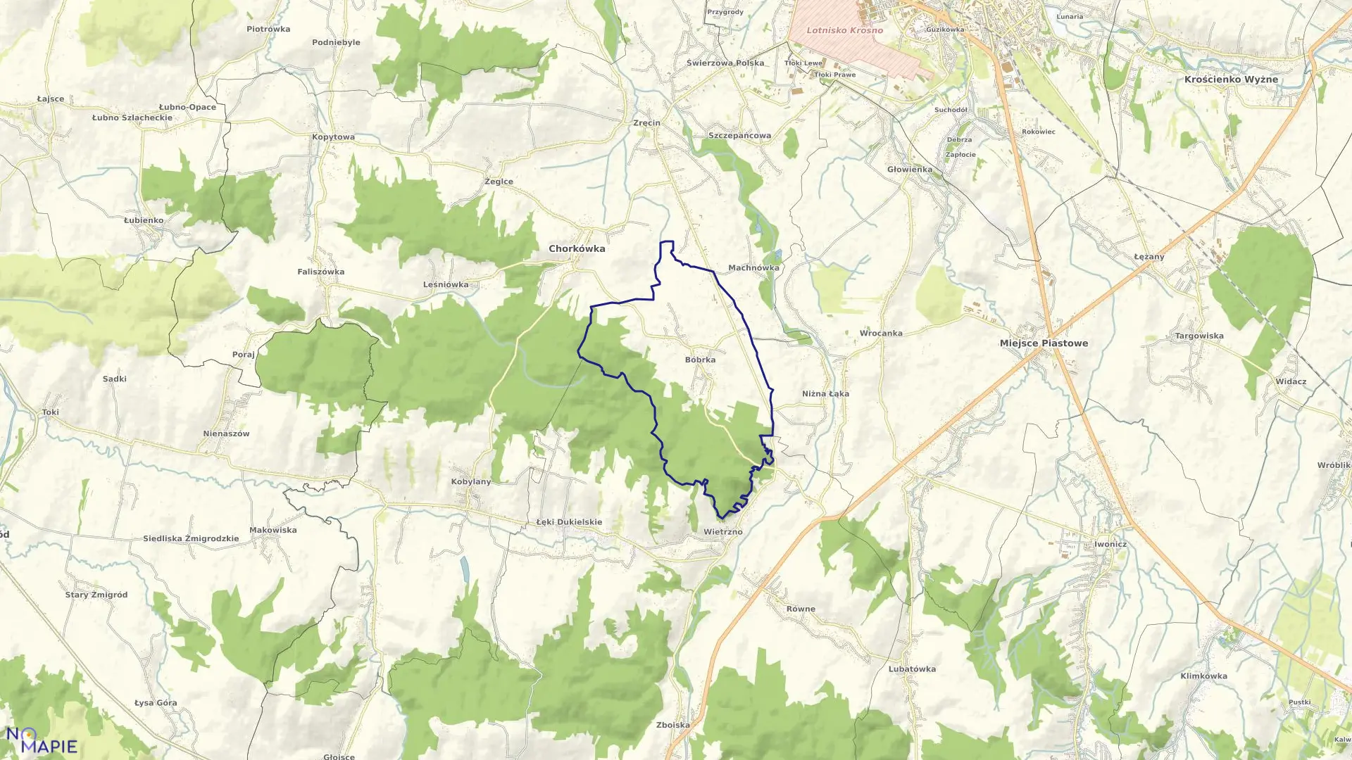 Mapa obrębu Bóbrka w gminie Chorkówka