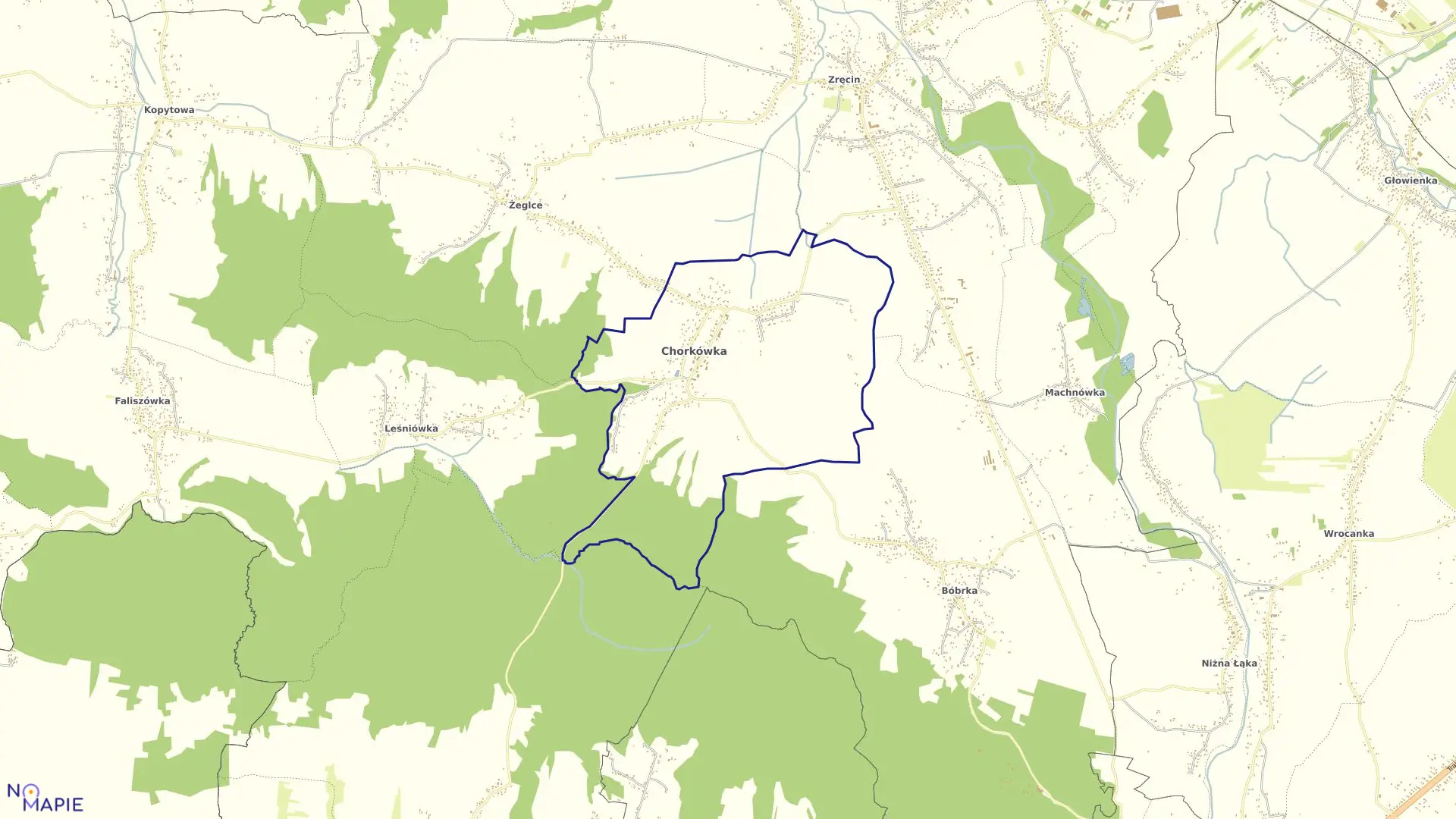 Mapa obrębu Chorkówka w gminie Chorkówka
