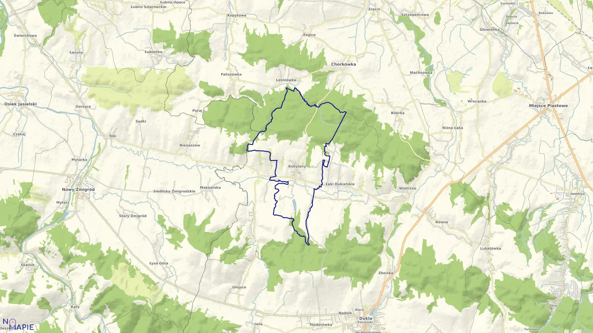 Mapa obrębu Kobylany w gminie Chorkówka