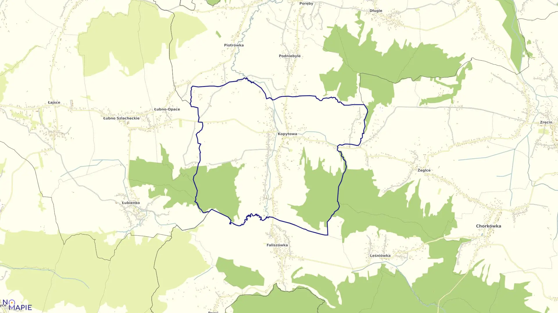 Mapa obrębu Kopytowa w gminie Chorkówka