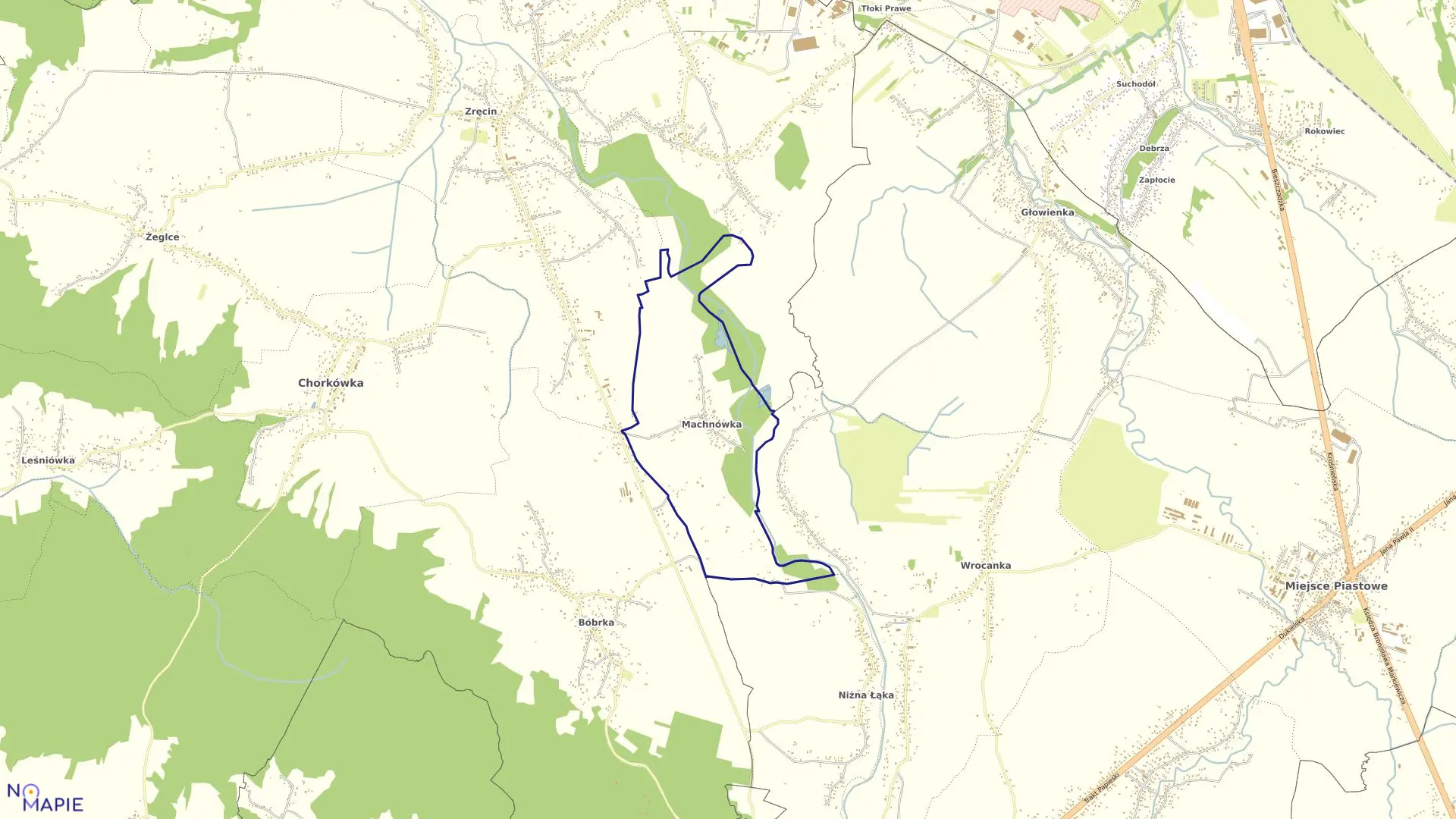 Mapa obrębu Machnówka w gminie Chorkówka