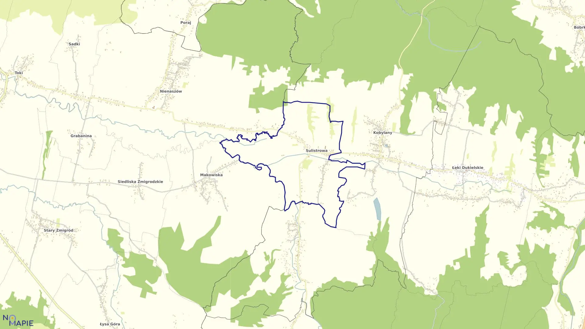 Mapa obrębu Sulistrowa w gminie Chorkówka