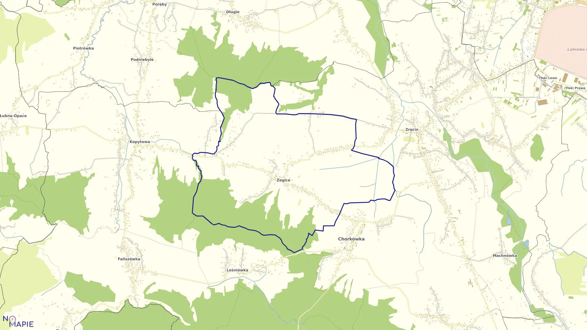 Mapa obrębu Żeglce w gminie Chorkówka